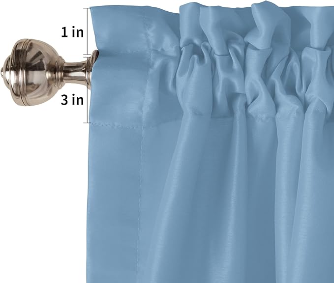 45 Inch Long Tier Curtains for Kitchen, Solid Color Dusty Blue Bathroom Window Curtains Rod Pocket Short Curtains Window Treatment Tiers for Living Room Farmhouse 2 Panels