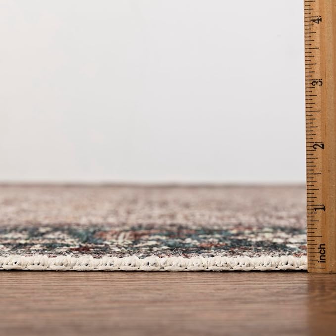 Keen Home Design 48"x72" Rug - Machine Washable Area Rug with Non-Slip Backing, Ideal for Living Room, Dining Room, Bedroom - Vintage, Easy Clean, Durable, Low Pile - (4' x 6')
