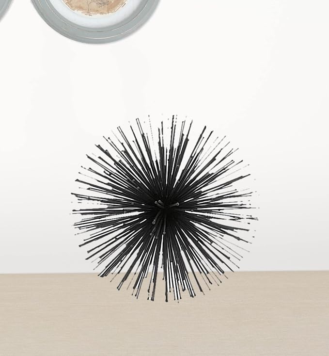Modern Day Accents 5351 Erizo Spiked Medium Black Sphere, 8" D