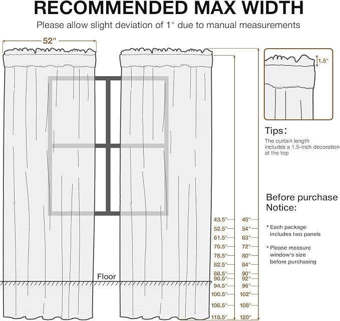 Anmao Non-See-Through Beige Privacy Semi Sheer Curtains for Living Room 72 Inch Length 2 Panels Set, Light Filtering That Let Light in Rod Pocket Window Drapes for Bedroom, 52W x 72L, Beige
