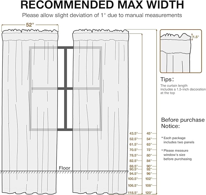 Anmao Non-See-Through Beige Privacy Semi Sheer Curtains for Living Room 84 Inch Length 2 Panels Set, Light Filtering That Let Light in Rod Pocket Window Drapes for Bedroom, 52W x 84L, Beige