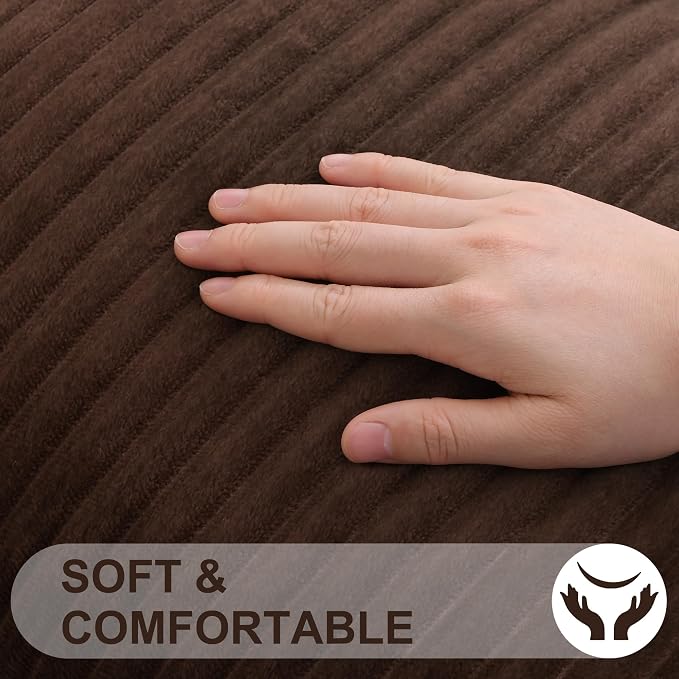 Simmore Decorative Fall Throw Pillow Covers 24x24 Set of 2, Soft Natural Plush Flannel Double-Sided Fluffy Couch Euro Sham Pillow Covers for Sofa Living Room, Brown