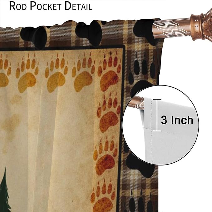 Retro Farmhouse Blackout Curtains Campervan Traveller Outdoor Caravan Decor,Rustic Cottage Forest Vintage Windows Treatments Rod Pocket Drapes for Kitchen Farm Living Room Bedroom 42x45in