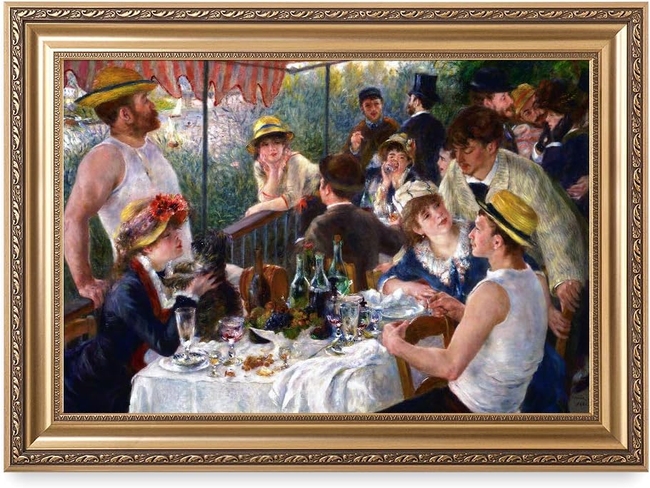 DECORARTS - Luncheon of the Boating Party by Pierre-Auguste Renoir, Giclee Print on Canvas. Ready to Hang, Wall Art for Home and Office Decor. Canvas Print Size: 30x20in Total Framed Size: 36x26