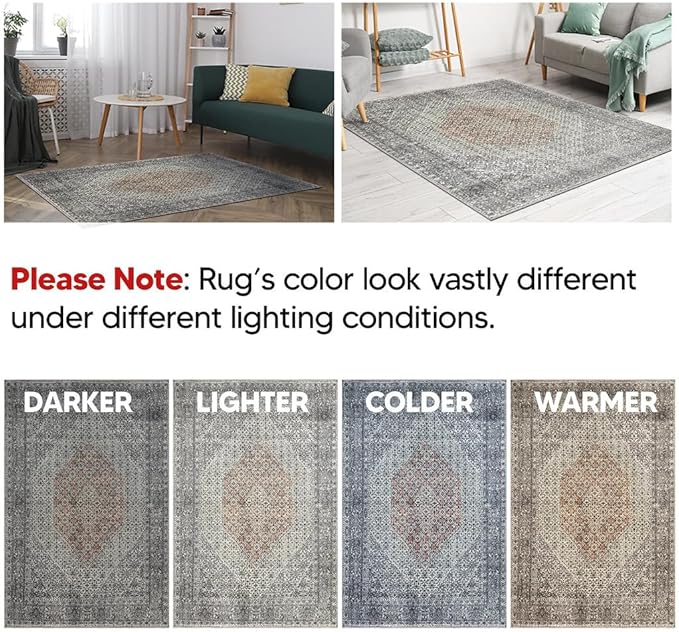 Keen Home Design 36"x60" Rug - Machine Washable Entry Rug with Non-Slip Backing, Ideal for Enteryway, Kitchen, Bathroom, Laundry Room - Vintage, Easy Clean, Durable, Low Pile - (3' x 5')