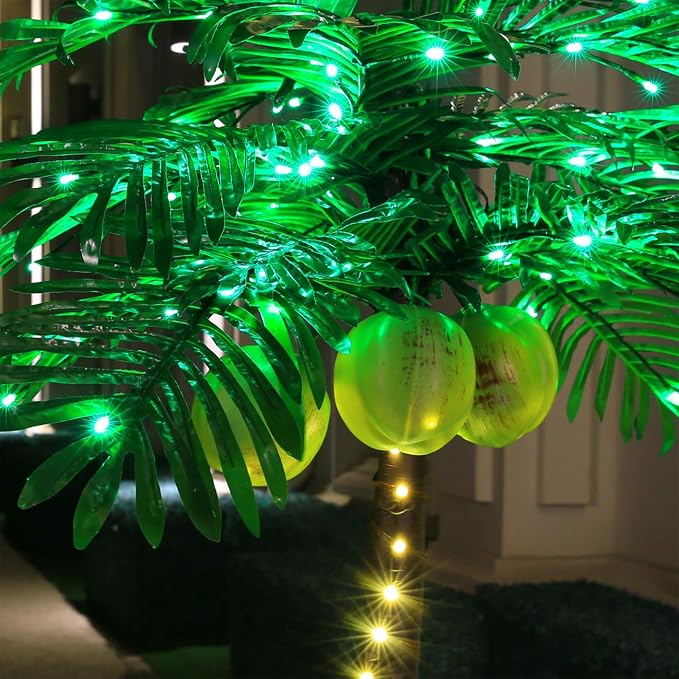 TYBEEU 5ft Lighted Palm Tree with 136 LED Lights & Glowing Coconuts | Dimmable | Decorative Artificial Tree | Indoor & Outdoor Use