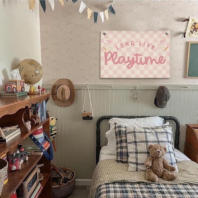 Playroom Wall Decor, Toddler Goose Playroom Decor Hanging Linen Banner,Play Room Wall Decor for Nursery Nursery, 20x30 Inch
