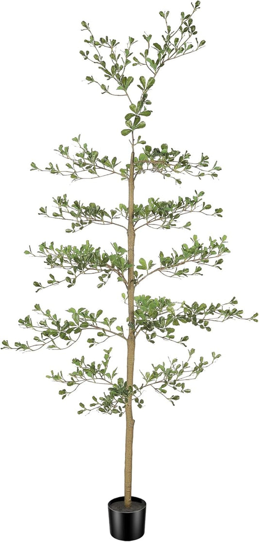 LYERSE Black Olive Tree Artificial- 6ft Faux Black Olive Tree with Natural Trunk and Realistic Leaves - Artificial Shady Lady Tree for Modern Home Office House Living Room Decor