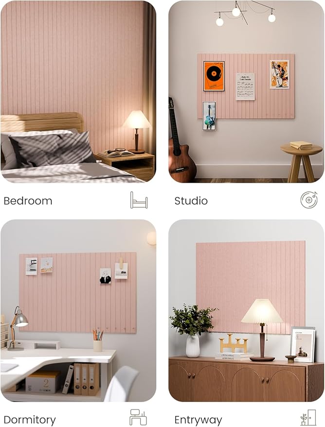 Fluxynara Large Felt Bulletin Board 36" x 24" Cork Board Alternative-6 Pack with 32 Safe Removable Adhesive Tabs, Cork Boards for Walls Cork Board for Home Office Classroom Pin Board -Pink