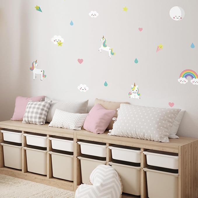 Removable Wall Decals for Kids Room – Peel and Stick Wall Stickers for Girls & Boys Bedroom, Playroom & Nursery – Easy to Apply Wall Decor - Unicorn Wall Decals