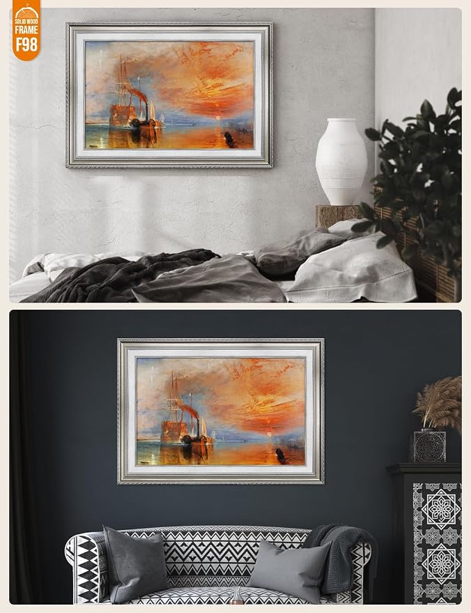 DECORARTS - The Fighting Temeraire by William Turner. World Famous Painting Reproduction. Giclee Prints in Classic Golden Frame Ready to Hang
