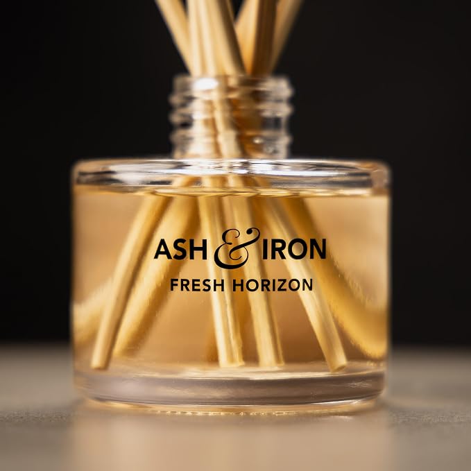 Luxury Reed Diffuser for Home & Bathroom – Ash & Iron Fresh Horizon, Crisp Alpine Air & Cactus Blossom, 125 mL, 4–7 Month Duration