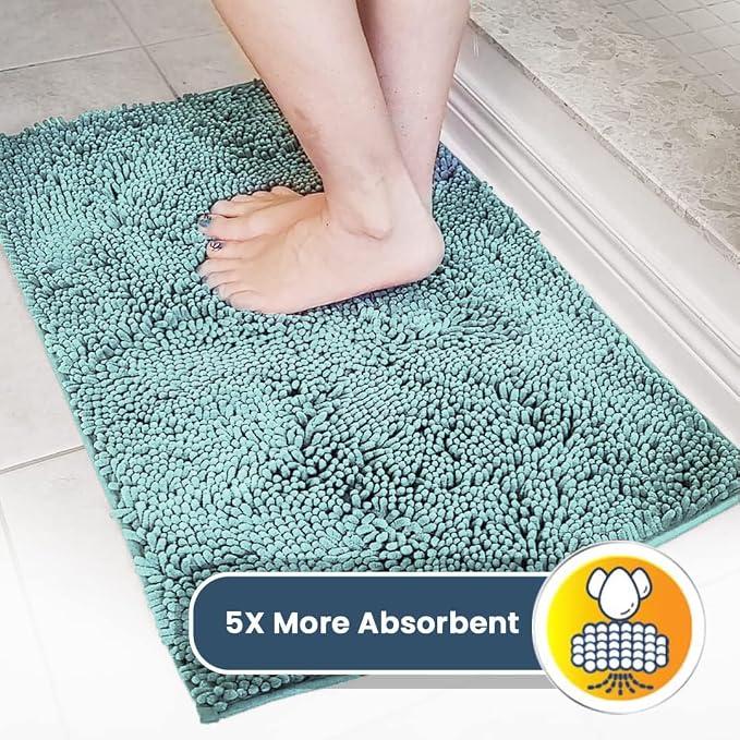 Muddy Mat® | Super Water Absorbent Door Mat Indoor, Microfiber Quick Dry Chenille Entryway Rug, Slip Resistant Front Door Mat, Indoor Mats for Entryway, Machine Washable Pet Rug, Sea Green 20" x 30"