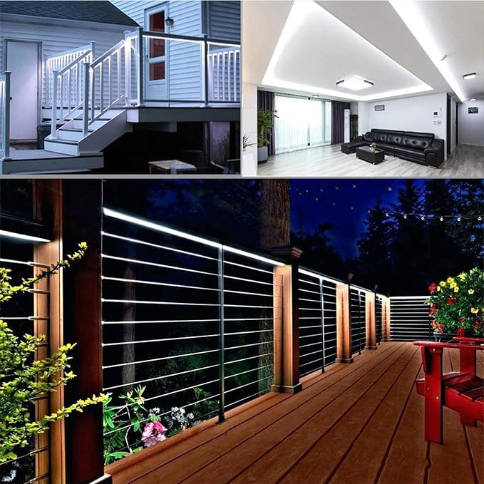 50ft 360 LED Rope Lights Outdoor, Connectable and Flexible Tube Lights with 8 Modes, Waterproof Indoor Outdoor LED Rope Lighting for Deck, Garden, Pool, Patio, Indoor Outdoor Decorations (White)