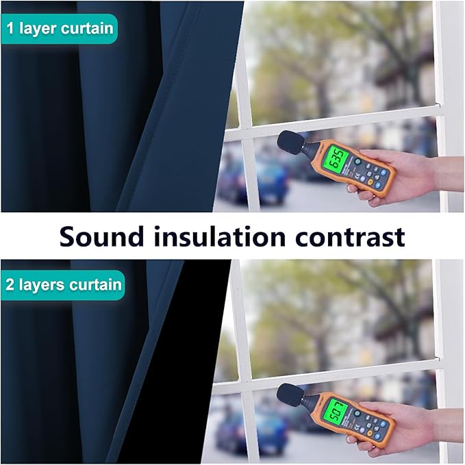 NICETOWN Moroccan Blue Full Shade Curtain Panels, Pair of Energy Smart & Noise Blocking Out Blackout Drapes for Dining Room Window, Thermal Insulated Guest Room Lined Window Dressing(62 x 72 inch)