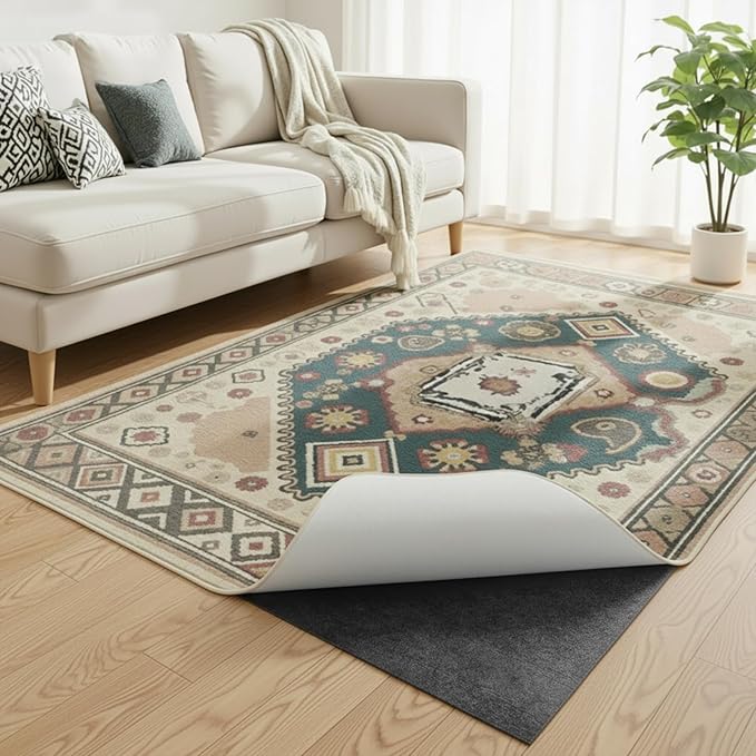 Songrey Non Slip Rug Pad Gripper 2 x 10 Ft, Thick Felt Fabric with Anti Skid Backing, Carpet Pad for Hardwood Floors, Keep Area Rugs in Place and Safe