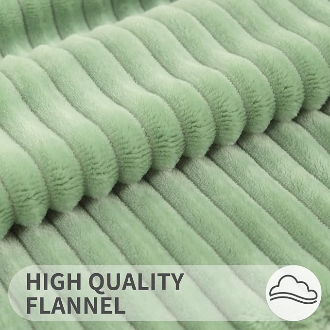 Simmore Decorative Fall Fall Throw Pillow Covers 16x16 Set of 2, Soft Natural Plush Flannel Double-Sided Fluffy Couch Pillow Covers for Sofa Living Room, Sage Green