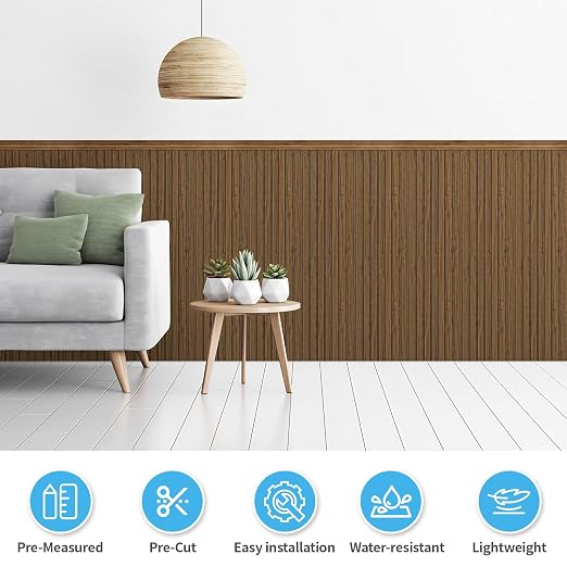 Art3d Wainscotting Wall Panel Kit, 37.8" Tall Beadboard Panels for Walls, Polystyrene Board and Batten Wall Panel Kit, Easy DIY Decorative Trim for Living Room, Kitchen, Bedroom – Covers 31 Sq.Ft