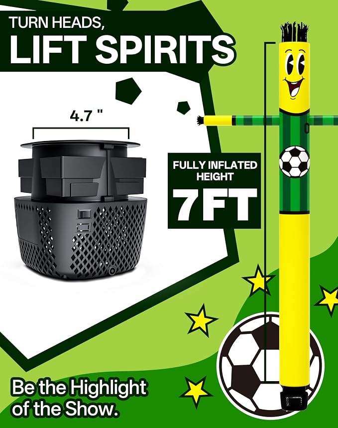 7 FT Inflatable Tube Man with Blower: Soccer Sports Theme Inflatable Dancing Man for Indoor & Outdoor Advertising, Party Decorations, Store Grand Openings, Business & Events (Green)