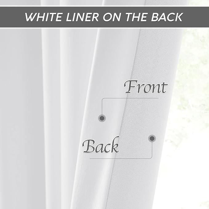 RYB HOME White Velvet Curtains 108 inch, 2 Layers Room Darkening Window Curtains for Living Room Thermal Insulated Privacy Backdrop with Pleat Tape, White, W48 x L108 inch, 1 Panel