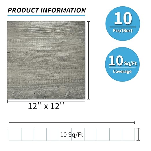Art3d Peel and Stick Vinyl Floor Tiles 10-Pack 12 x 12 inch, Self Adhesive Waterproof Flooring Wood Planks for Kitchen, Dining Room, Bedrooms, Cover 10 Sq. Ft, Taupe Ash
