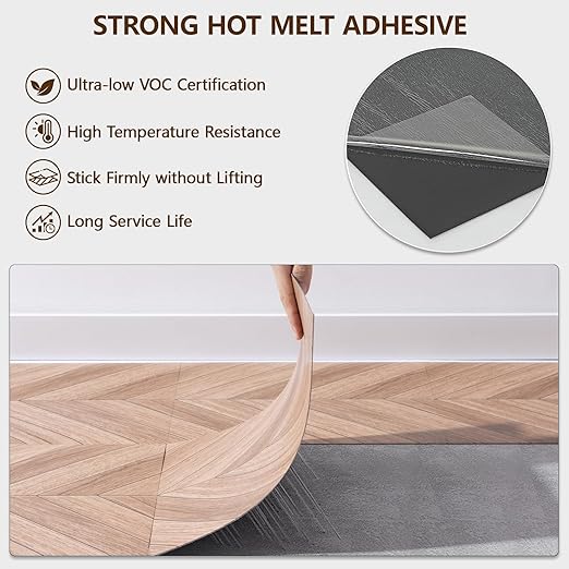 Peel and Stick Floor Tile, 20-Pack 12" x 12" Herringbone Wood Look Waterproof Self-Adhesive Vinyl Flooring, Easy DIY for Bedroom, Kitchen, Living Room, RV, Cover 20 Sq. Brown