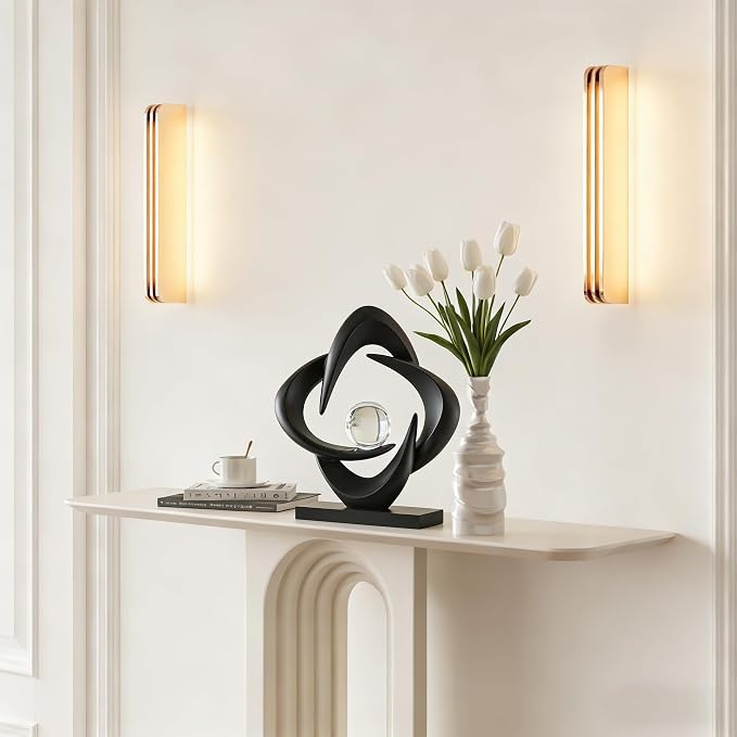 AWNR Gold Abstract Sculpture House Decor Aesthetic - Home Décor Accents for Nightstand, Shelves, Dining Room, Entryway Table, Office, Desk Accessories (Black C)