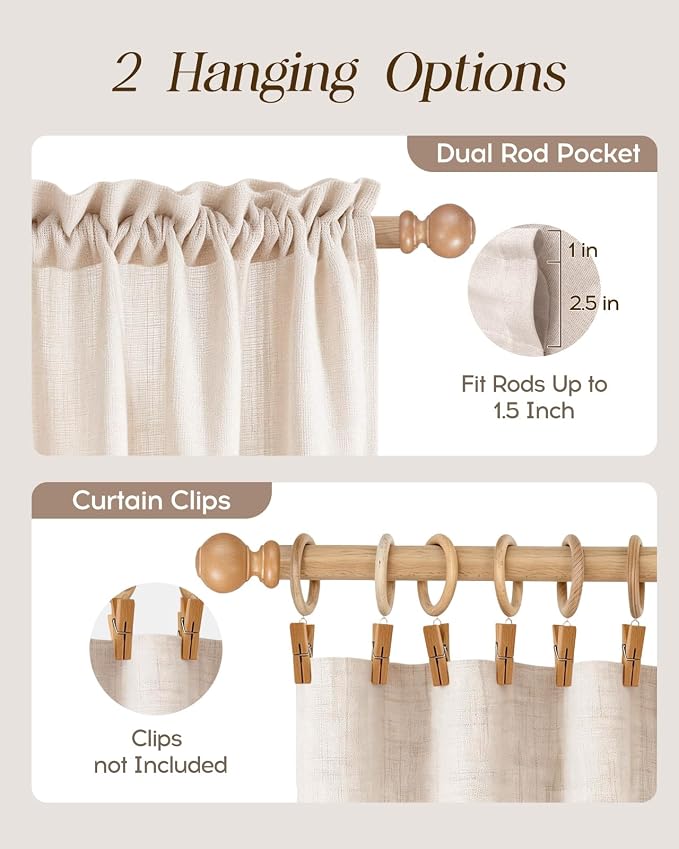 Miss Adola Sunflower Kitchen Tier Curtains - 30 Inch Length Linen Blend Farmhouse Cafe Curtains Floral Small Window Treatments Over Sink Rod Pocket for Bathroom Living Room Light Filtering, 2 Panels