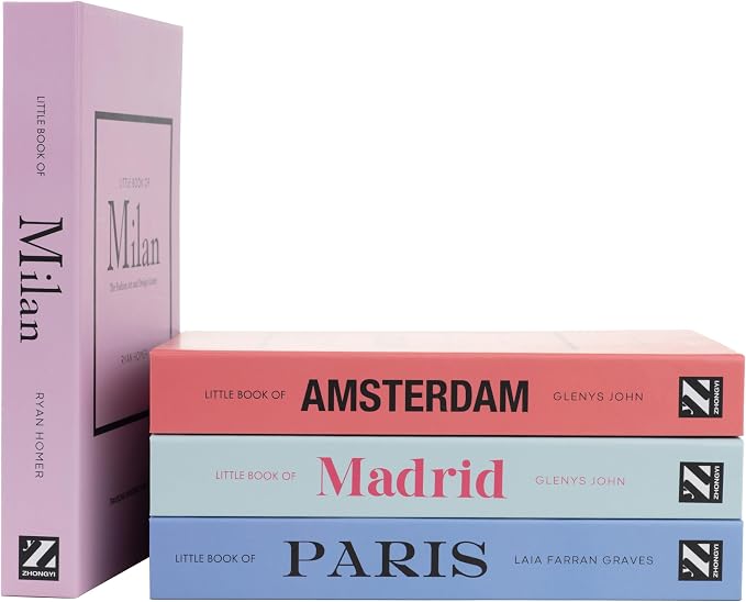 PROBENEX 4 Pcs Decorative Books | Faux Pastel Coffee Table & Shelf Decor | Soft Muted Look for Living Room, Office and Entryway - Not Real, Tool-Free 2-Min Setup