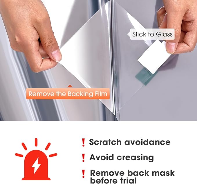 Viseeko Window Tint for Home Window Privacy Film See Out Not in Reflective One Way Window Film UV Sun Heat Blocking Window Film Static Cling for Home Office (Silver, 17.5 X 78.7 in)