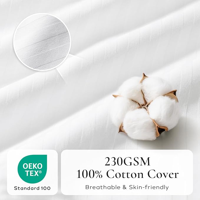 Ashler Home Deco Synthetic Down Pillow Inserts, 16x16 Down Alternative Throw Pillows Insert Sleeping Pillows with 100% Cotton Cover Decorative Pillow Stuffer for Sofa, Couch Bed(Set of 2, White)