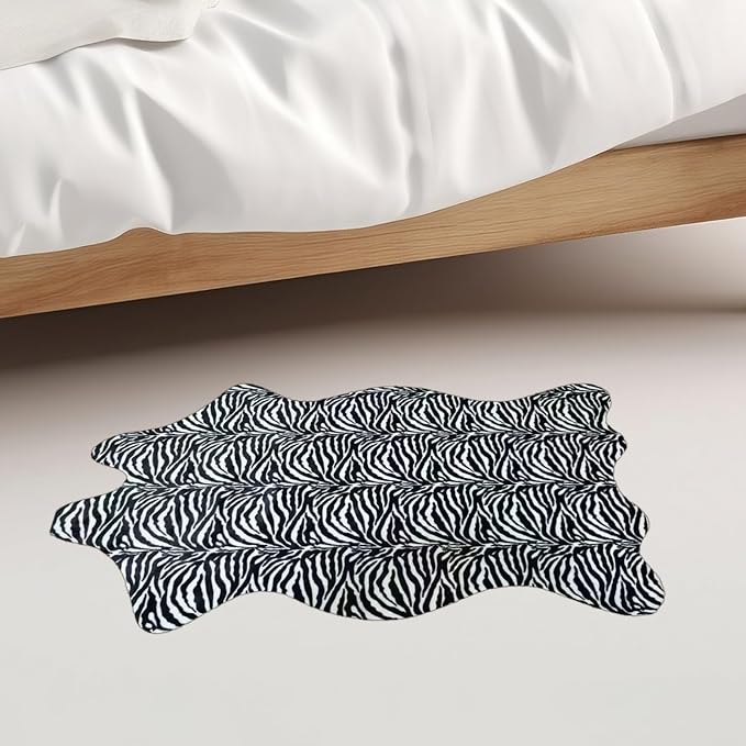 Faux Fur Zebra Animal Print Rug Perfect Throw Area Rug Carpet Floor Mat for Office/Kids Room/Under Tables/Smaller Area 3.6x2.3 feet