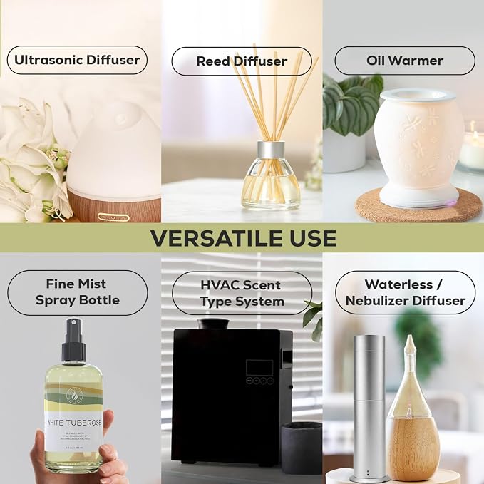 Aroma Country White Tuberose Luxury Diffuser Oil Refill (8.5 Fl Oz) | Hotel-Inspired • Long-Lasting Home Fragrance • for Aromatherapy, Reed Diffusers, Diffuser Machines & Room Sprays