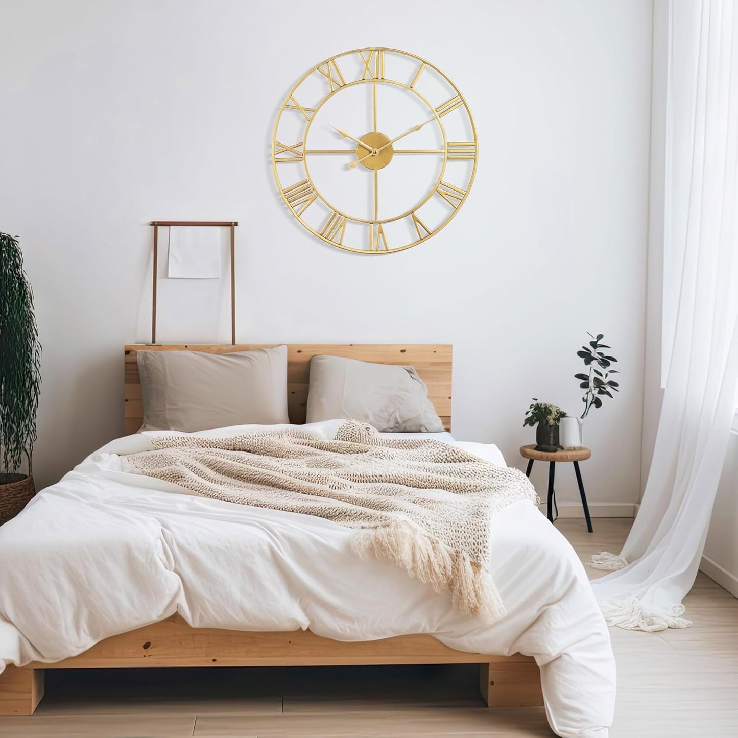 Large Wall Clock for Living Room Decor - 60cm/ 24 Inches Silent Non-Ticking Metal Wall Clocks Battery Operated, Vintage Decorative Modern Wall Clock for Bedroom, Office, Farmhouse Decor