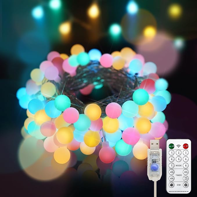 suddus 33FT 100LED Classroom Lights USB Globe String Lights Pastel Color | Pastel Fairy Lights With Remote Timer, String Lights for Dorm, Classroom, Birthday, Backyard, Patio, Party