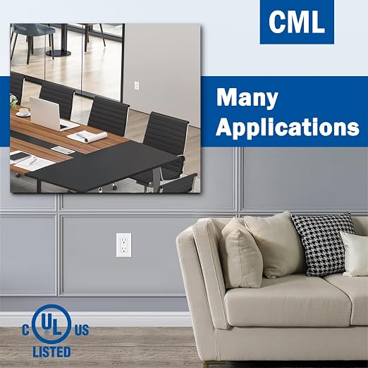 CML Decorator Wall Recetpacle Outlet, 50 Pack Tamper Resistant 15 Amp Standard Electrical Outlets, 15A/125V, 2 Pole 3 Wire, Wallplate Included, UL Listed, White