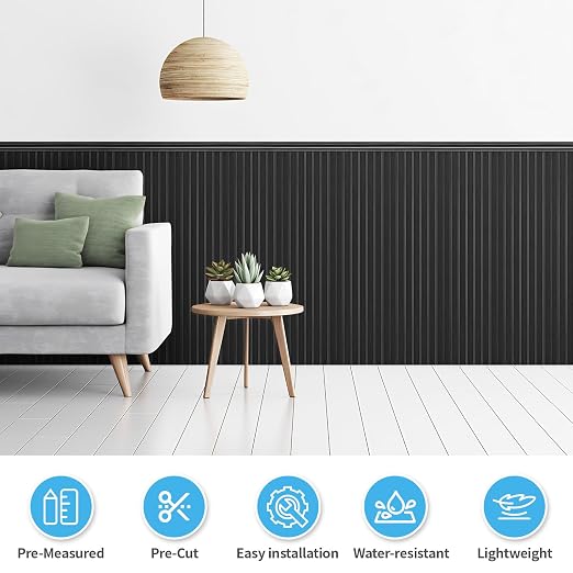 Art3d Wainscotting Wall Panel Kit, 37.8" Tall Beadboard Panels for Walls, Polystyrene Board and Batten Wall Panel Kit, Easy DIY Decorative Trim for Living Room, Kitchen, Bedroom – Covers 31 Sq.Ft
