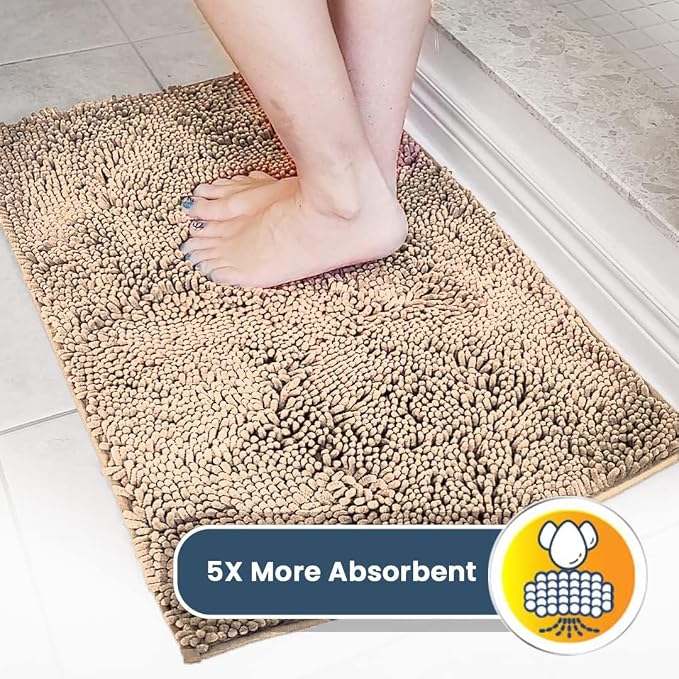 Muddy Mat® | Super Water Absorbent Door Mat Indoor, Microfiber Quick Dry Chenille Entryway Rug, Slip Resistant Front Door Mat, Indoor Mats for Entryway, Machine Washable Pet Rug, Beige 28" x 48"