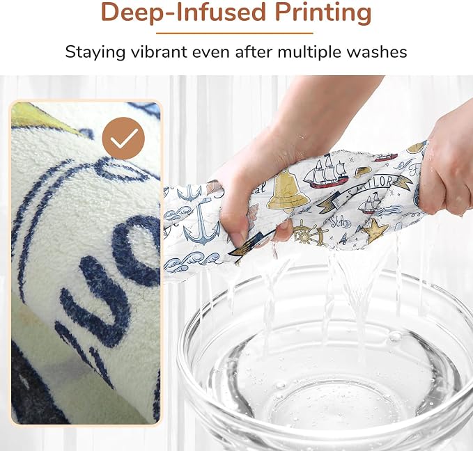 OPPODREAM Nautical Soft Area Rugs 5x7, Washable White Rug with Non Slip Backing, 5 x 7 Faux Cashmere Low-Pile 5x7 Carpet