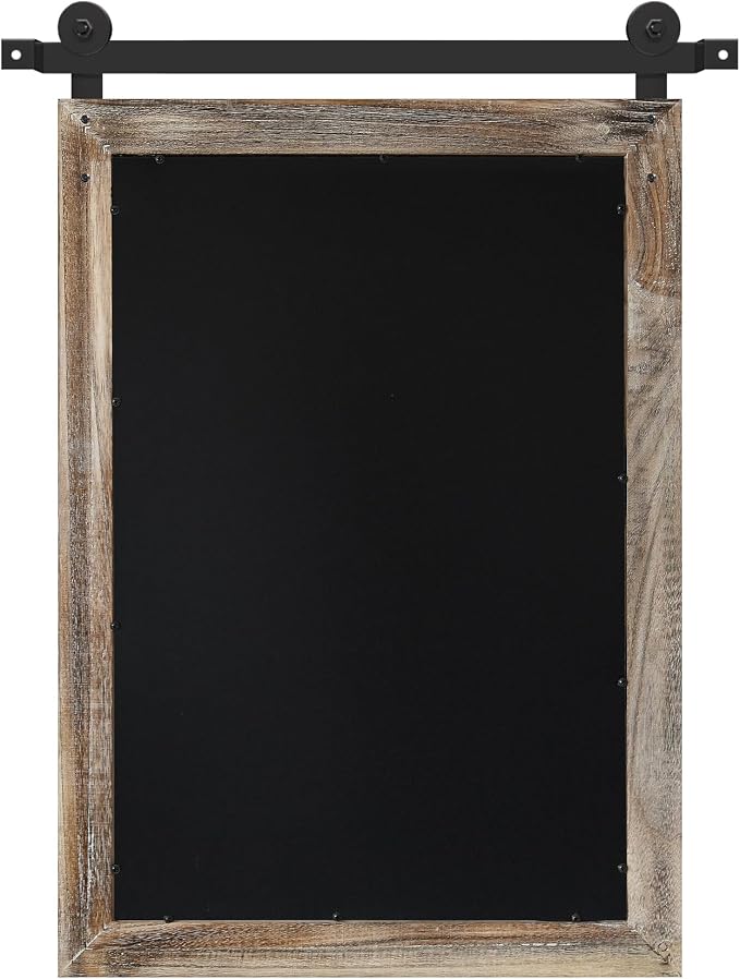 COGOOD Farmhouse Barn Door Mirror - 22 x 30 Rustic Wood Framed Wall Mirror for Bathroom, Living Room, Entryway Wall Decor (Striped Brown)