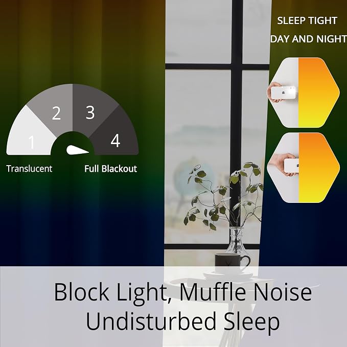 Rainbow Gradient Blackout Curtains - 100% Blackout, Thermal Insulated Noise Reducing Drapes, for Dreamy Grils Room, 2 Panels, Each W52xL84
