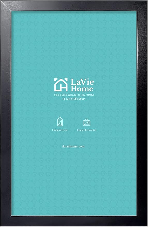 LaVie Home 14 x 24 Picture Frame, 24x14 Poster Frame with High Definition Plexiglass, Horizontal or Vertical Wall Gallery Poster Frames Suitable for Photos, Artworks, Posters,Puzzle, Black 1pc