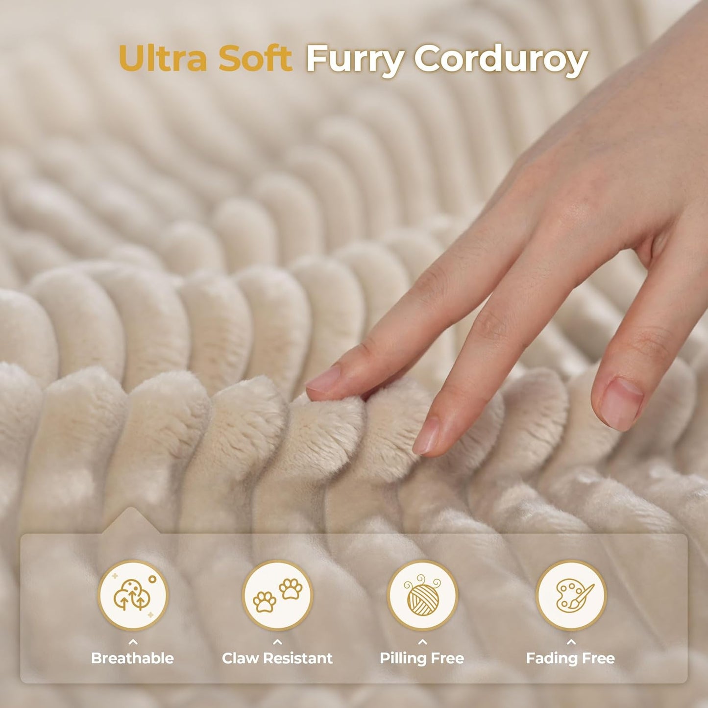 HOOOWOOO Modular Sectional Sofa,6 Pieces Sectional Couches for Living Room,98X98 L Shaped Cloud Couch with Ottoman Chaise Set(Beige Velvet Corduroy)