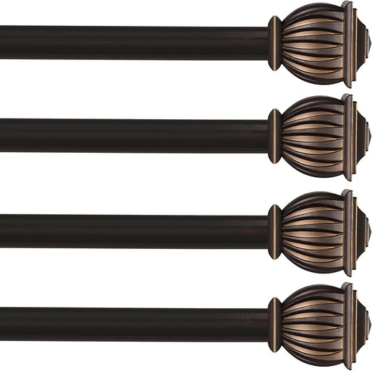 Kenney KN71647 Beckett Soft Square End Standard Decorative Window Curtain Rod, 48-86" Adjustable Length, Oil Rubbed Bronze Finish, 5/8" Diameter Steel Tube, 4-Pack