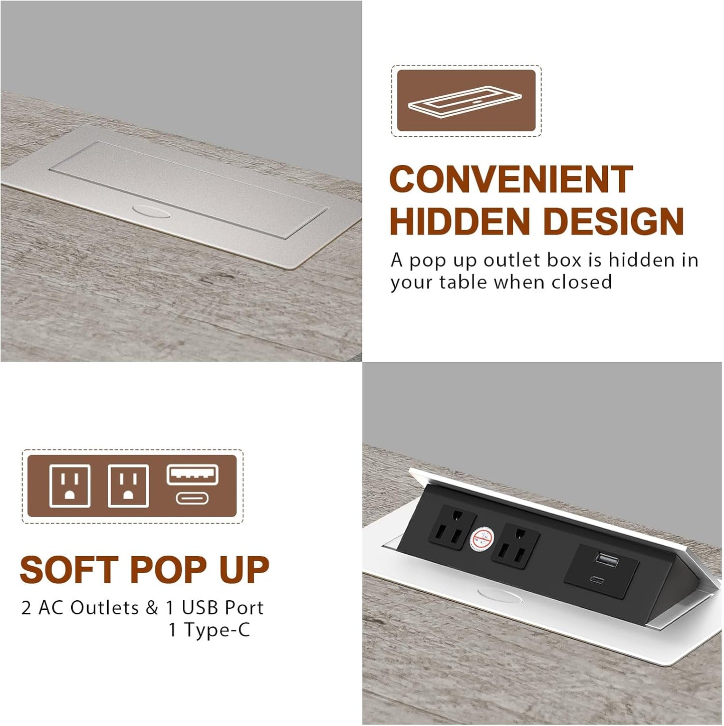 HIFYOBRO Large End Table Set of 2, 2 Drawers and Hidden Charging Station, Type-C & USB Port & Power outlets, Wooden End Table, Side Table with Storage for Living Room and Bedroom