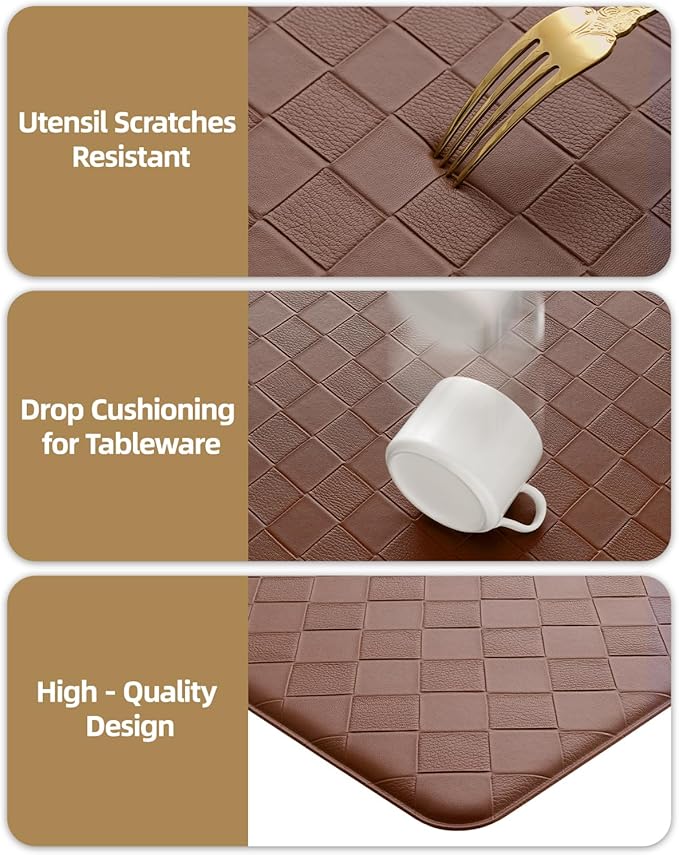 Color&Geometry Anti Fatigue Cushioned Kitchen Floor Mats,17"X47",Runner Rug Non Slip Waterproof,Memory Foam Padded Standing Mat for Front Sink,Brown