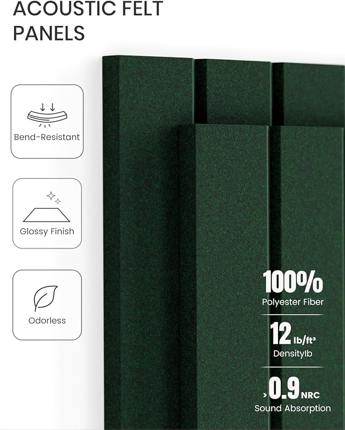 Fluxynara Large Felt Bulletin Board 36"x24" Cork Board Alternative - 6 Pack with 32 Safe Removable Adhesive Tabs, Cork Boards for Walls Cork Board for Home Office Classroom Pin Board- Pine Green