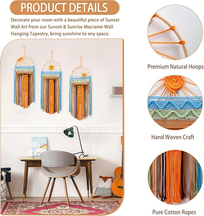 Artilady Sunburst Wall Decor Dream Catcher - Macrame Wall Hanging Large Dreamcatchers, Colorful Hand Woven Tapestry Sunshine Boho Room Decor for Bedroom Living Room Nursery (Sunshine)