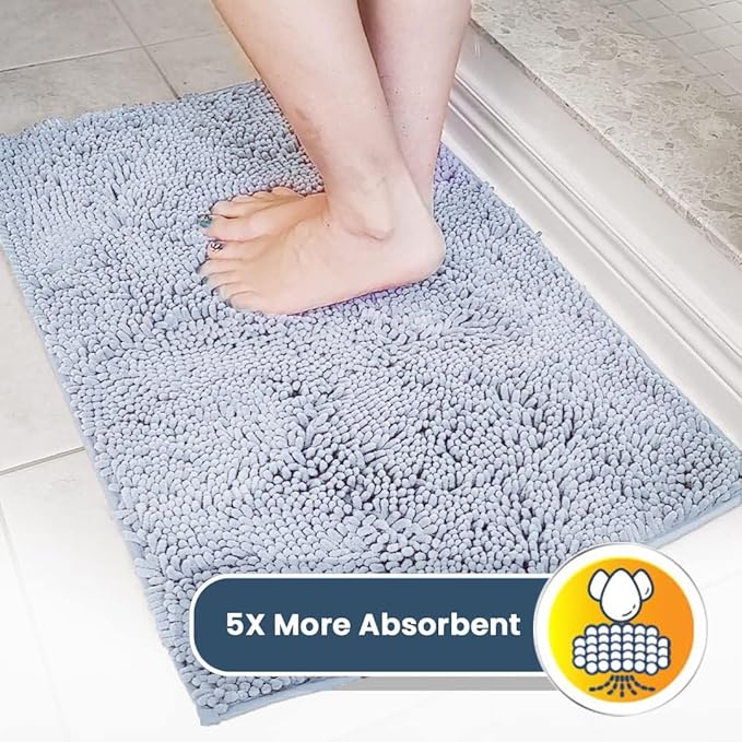 Muddy Mat® | Super Water Absorbent Door Mat Indoor, Microfiber Quick Dry Chenille Entryway Rug, Slip Resistant Front Door Mat, Indoor Mats for Entryway, Machine Washable Pet Rug, Baby Blue 28" x 48"