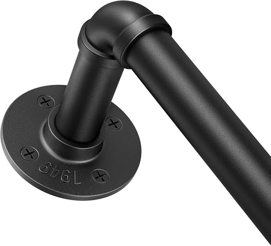 1 Inch Heavy Duty Blackout Curtain Rods for Windows, Industrial Pipe Wrap Around Room Divider Decorative Curtain Rods Wall Mount & Ceiling Mount, Black, 28-48 Inch